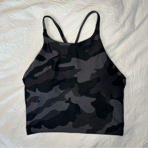 Black Camo Old Navy PowerSoft Racerback Cropped Workout Tank